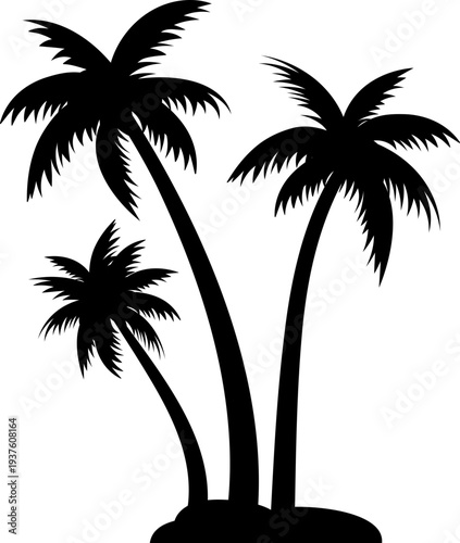 Tropical palm tree silhouettes for summer holiday season graphic designs.
