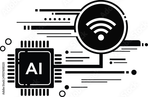 Artificial intelligence and wireless communication concept