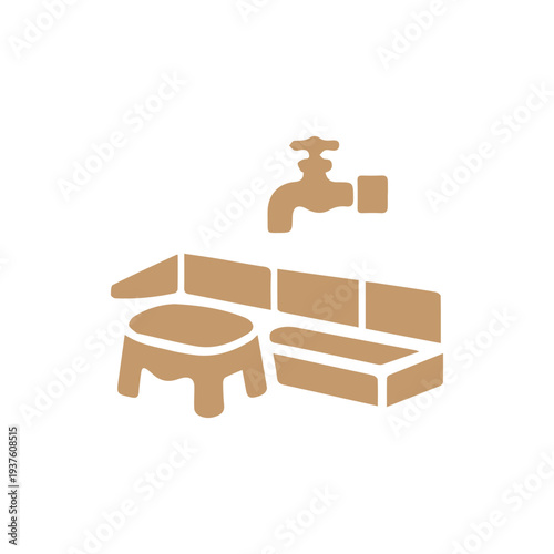 Minimalist Icon Of A Traditional Hammam Bathhouse And Sauna Scene