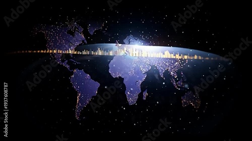 Dynamic footage illustrating the world of stock trading with digital charts and data displays. Animated graphs, price movements, and financial indicators visualize market activity and global economic 