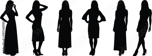 Silhouettes of women in various poses