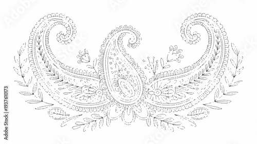 Intricate black and white ornate heraldic crest with swirling foliage and decorative elements in a symmetrical design