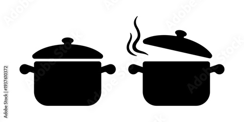 Vector Cooking Pot Icons on White Background