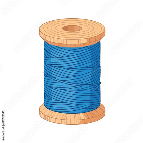 Spool of Blue Thread for Sewing and Craft Projects