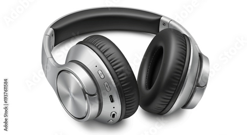 Silver Over-Ear Headphones with Black Padding and Controls
