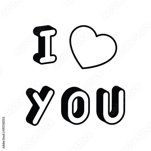 Love You icon clean and modern vector illustration