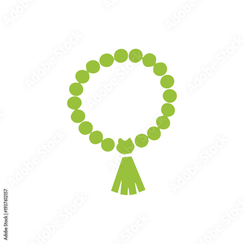 Minimalist Green Prayer Beads Icon for Spiritual Meditation Practice
