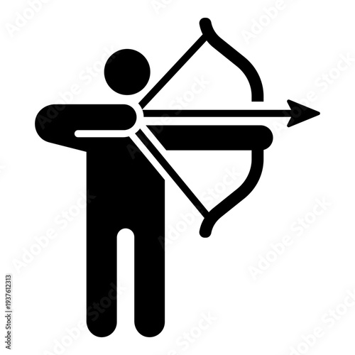 Archery icon, symbolizing bow and arrow target shooting sport, precision, competition, and outdoor recreation.