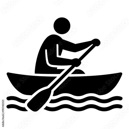 Canoeing icon, symbolizing paddling sport, river adventure, and outdoor water recreation.