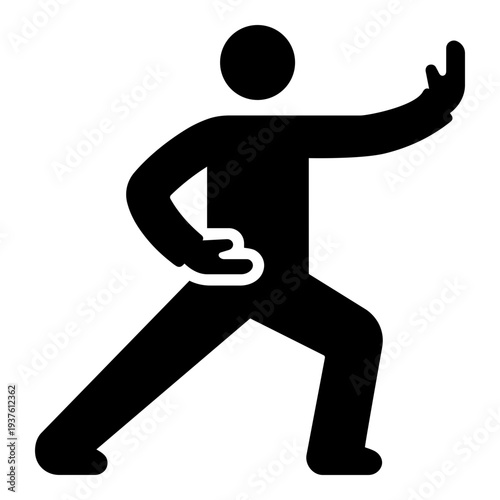 Tai chi icon, symbolizing traditional Chinese martial art, meditation movement, balance, and wellness exercise.