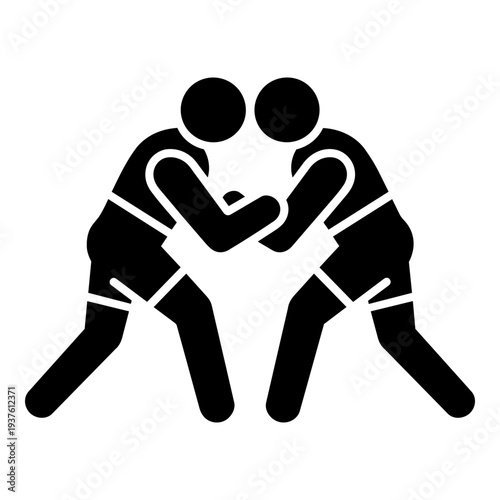 Wrestling sport icon showing two athletes grappling, symbolizing combat sport, strength training, and competitive wrestling.