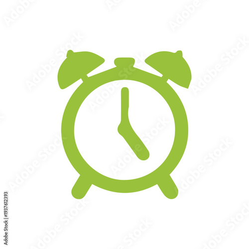 Minimalist Green Alarm Clock Icon for Time Management Concepts
