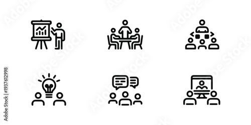 Team collaboration icons presentation meeting idea sharing online conference