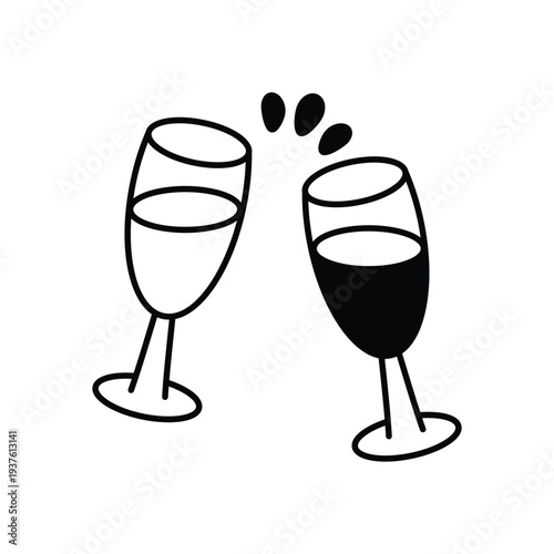 Champagne glasses icon clean and modern vector illustration