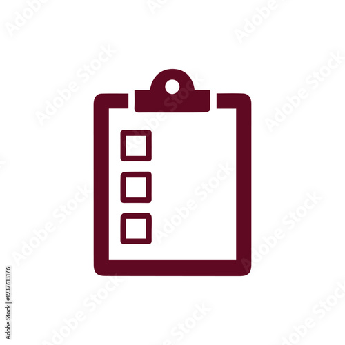 Photos Simple Maroon Clipboard Checklist Vector Icon for Your Next Project
