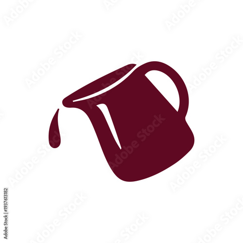 Minimalist Burgundy Pitcher Icon Pouring a Single Drop of Liquid