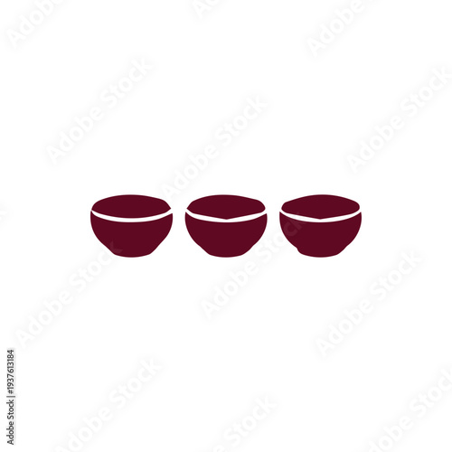 Minimalist Trio of Maroon Coffee Beans Graphic on a White Background