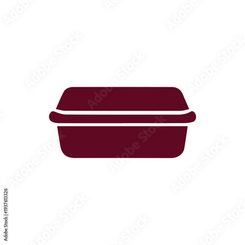 Minimalist Maroon Food Container Icon for Lunch and Meal Prep Apps