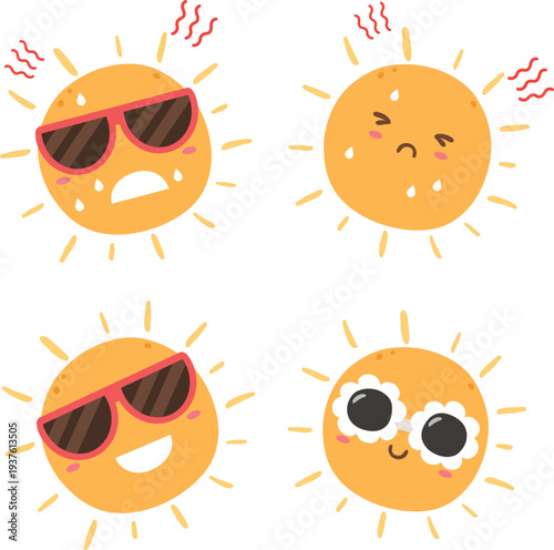 Summer sun feeling hot vector illustration