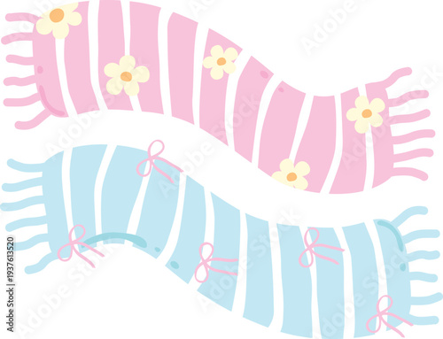 Striped Blanket Daisy Pattern Illustration