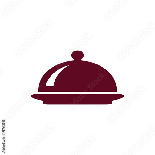 Elegant Maroon Food Cloche Icon A Symbol Of Fine Dining Service