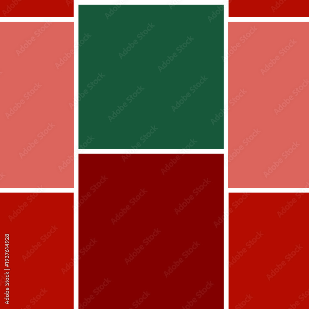 Fototapeta premium Red and Green Geometric Blocks - Seamless Pattern
