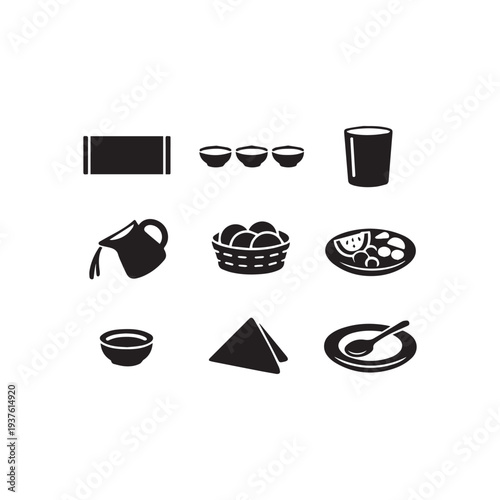 Minimalist Black Glyph Icons For Food Dining And Restaurant Themes