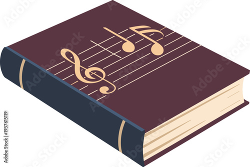 Close music book brown blue and golden color vector on white background.