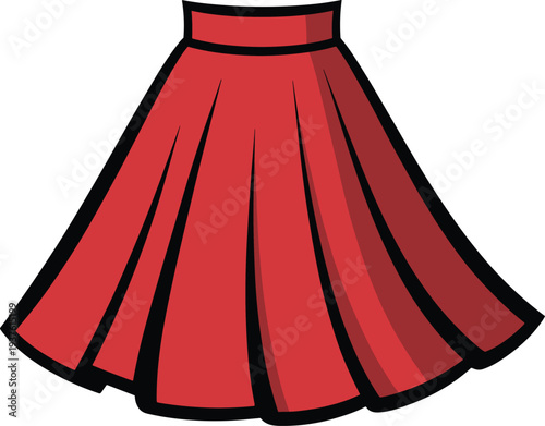 Red skirt vector on white background.