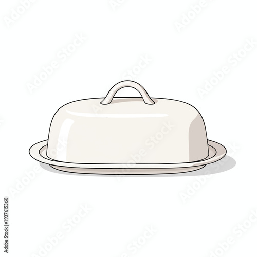 Illustration of a covered serving dish on a tray