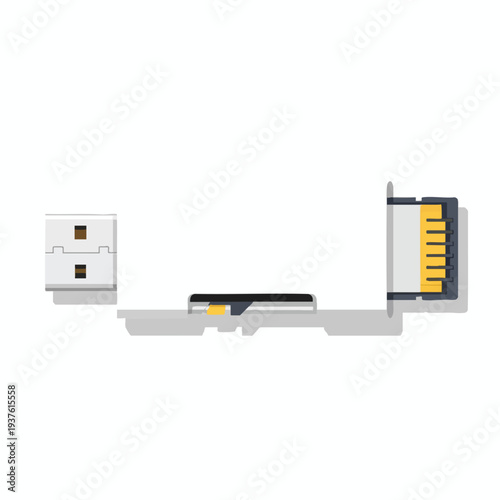 Close Up of a USB Flash Drive and Memory Card for Data Storage and Transfer