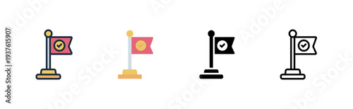 milestone icon. flag goal marker. progress stage. project management. various style icon design. vector illustration