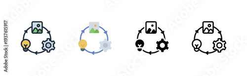 creative process icon. idea cycle flow. innovation method. business design. various style icon design. vector illustration