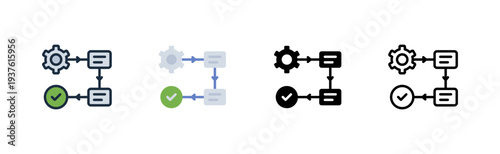 task flow icon. step sequence system. process direction. workflow structure. various style icon design. vector illustration