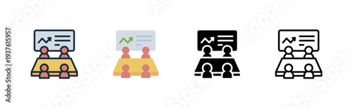 meeting icon. team discussion or collaboration. business communication. various style icon design. vector illustration