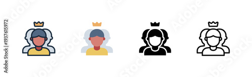 leader icon. crown authority role. team guidance. business leadership. various style icon design. vector illustration