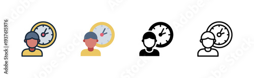 work time icon. employee clock focus. productivity schedule. office management. various style icon design. vector illustration