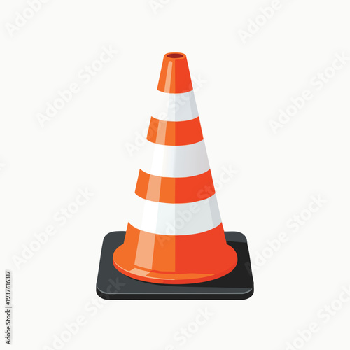 Orange Traffic Cone on Black Base