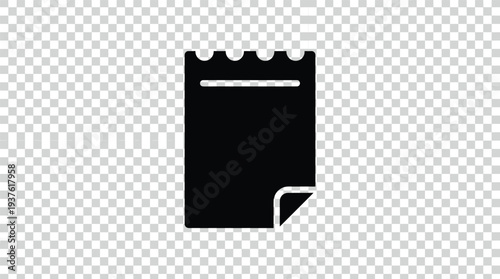 Black Note Paper Icon with Curled Corner