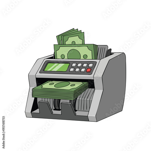 Modern Currency Counter Machine with Digital Display and Cash Handling