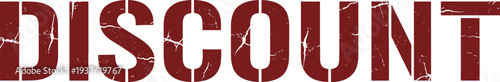 Vintage Cracked Red Discount Text on White Background for Retail Promotion and Sales Advertising Design