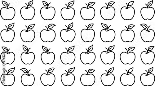 set of black vector continuous one line apple drawing style Simple Line Drawing Apples Minimalist Design, Simple Line Drawing Apples Minimalist Design