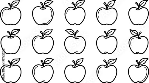 set of black vector continuous one line apple drawing style Simple Line Drawing Apples Minimalist Design, Simple Line Drawing Apples Minimalist Design