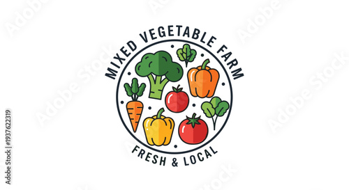 Colorful Vegetable Farm Logo Design Elements.