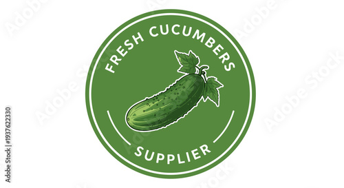 Cucumber Illustration on Green Circle Logo.