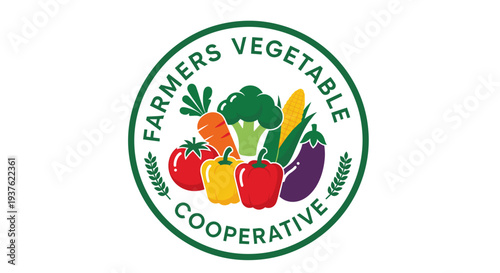 Farmers Vegetable Cooperative Logo with Vegetables.