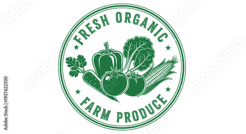 Organic Farm Produce Logo with Vegetables.