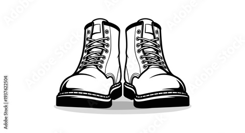 Pair of Work Boots with Laces.