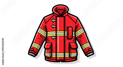 Red Firefighter Jacket with Reflective Stripes.
