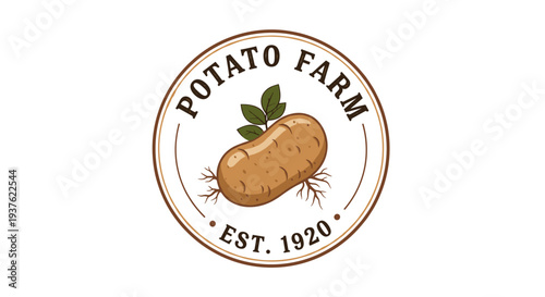 Potato Farm Logo with Potato Illustration.